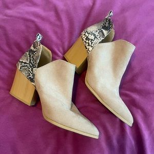 Spring snake skin tan booties shoes